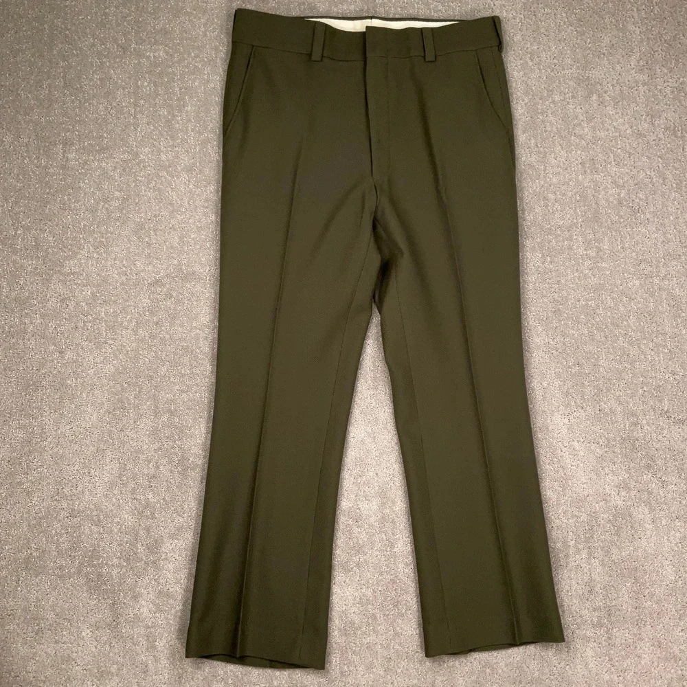 Palm Beach Suit Mens 42R Olive Green 2pc Gold Button 70s Leisure USA Officewear